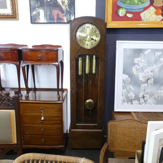 DECO GRANDFATHER CLOCK MAHOGANY VENEER H.1850mm