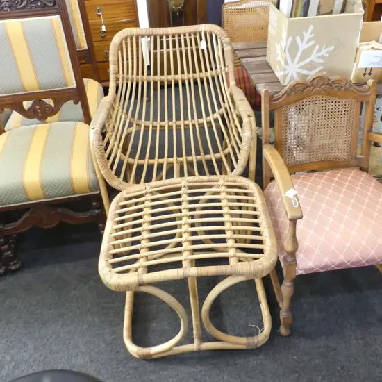 CANE CHAIR & FOOTREST