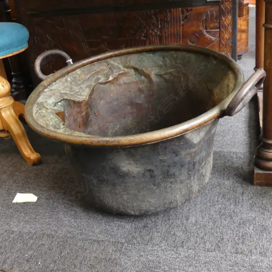 VINTAGE LAUNDRY COPPER w. HANDLES 600mm dia