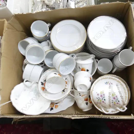 BOX LOT ASST CHINA INCL PART SETS, NORITAKE ETC..