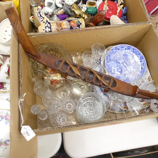 BOX ASST GLASS, CRYSTAL & ASST CHINA PLATES