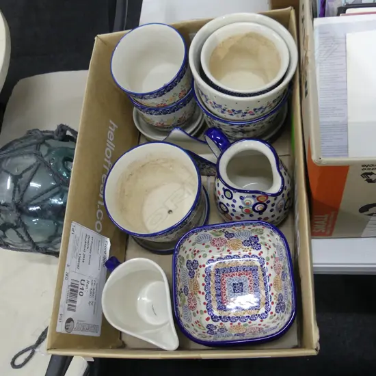 BOX LOT ASST. POLISH POTTERY