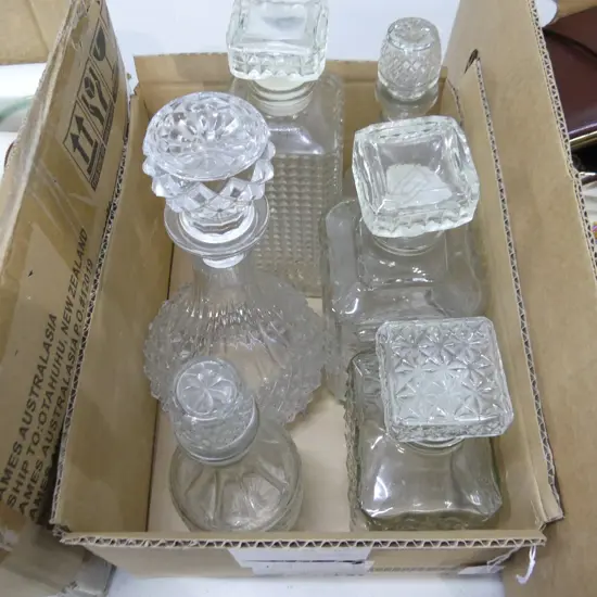 BOX LOT 6 DECANTERS