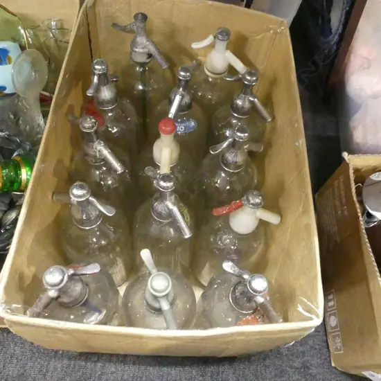 BOX LOT 14 VINTAGE SODA SYPHONS