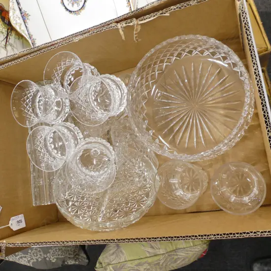 BOX ASST CRYSTAL GLASSES, BOWLS, VASE ETC..