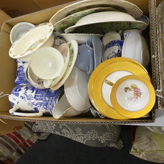 BOX ASST CHINA INCL SPODE, BURLEIGH WARE & ROYAL DOULTON