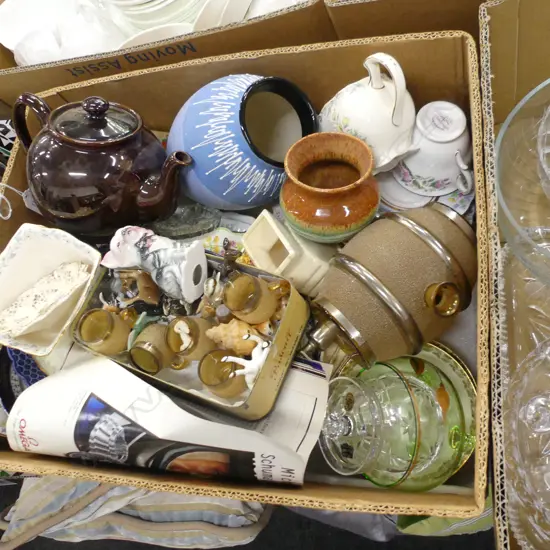 BOX LOT ASST. VINTAGE CHINA / MINIATURE ANIMALS ETC