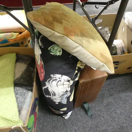 SM OLD LEATHER CASE (L400MM) + KELIM CUSHION & 1 OTHER CUSHION