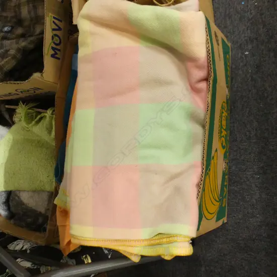 BOX ASST OLD WOOL BLANKETS