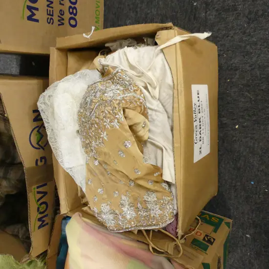 BOX ASST VINTAGE CLOTHES INCL BEADED TOP