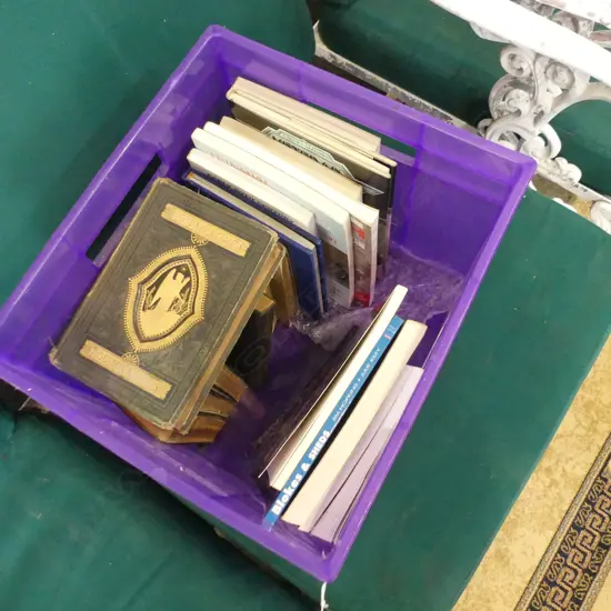 BOX LOT ASST. BOOKS; VINTAGE CARS / BIKES / ANTIQUES ETC,