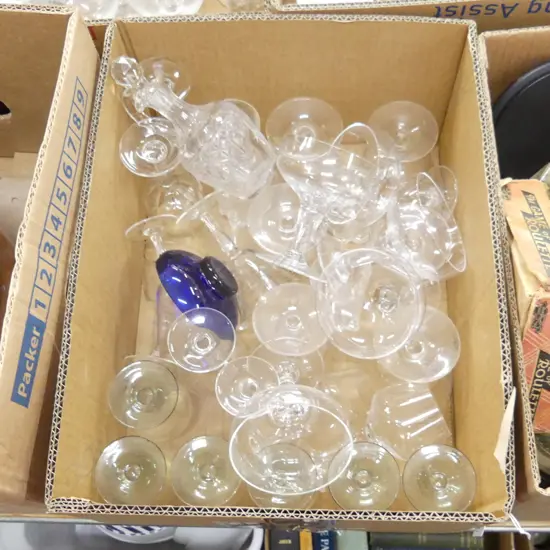 BOX LOT ASST. GLASSES ETC