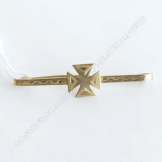 9CT MALTESS CROSS BAR BROOCH 1.7gms