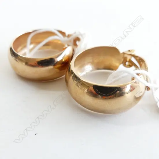 PR 9CT ROSE GOLD WIDE HOOP EARRINGS W clip mounts 7.8GMS