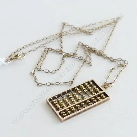 14CT GOLD ABACUS PENDANT 2.7gms  ON FINE GOLD? CHAIN