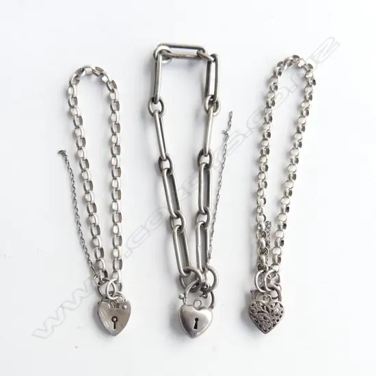 3 VINTAGE STG SILVER BRACELETS 40GMS