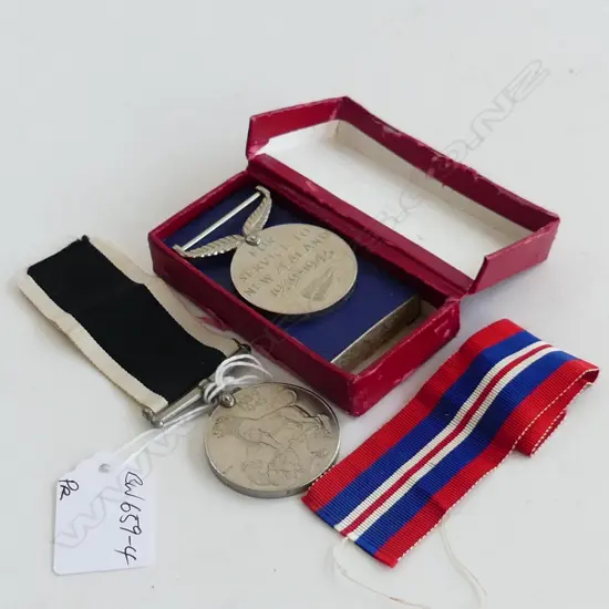 PR WWII NZ 1939-45 MILITARY SERVICE MEDALS W RIBBONS