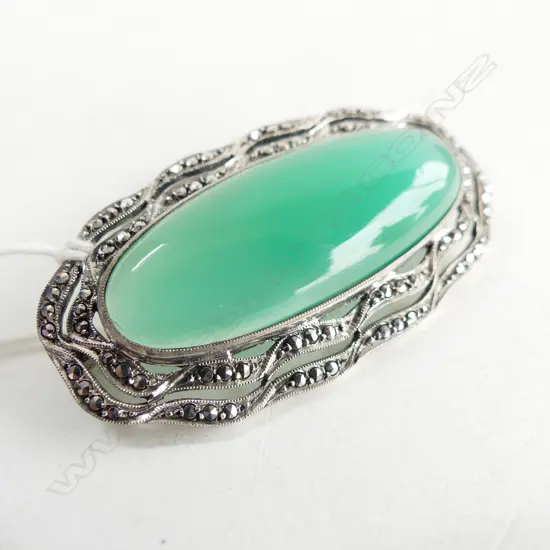 STG SILVER MARCASITE CRYSTAPHASE BROOCH W.50mm