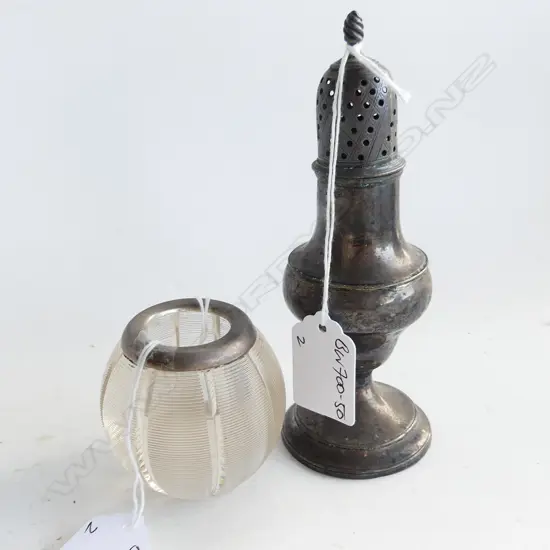 GEORGE 111 SILVER PEPERETTE + SILVER RIMMED GLASS VESTA