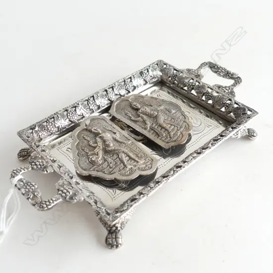 MINIATURE SILVER PLATE TRAY AND BUCKLE