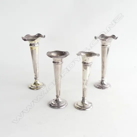 2 PRS STG SILVER BUD VASES, WEIGHTED B'HAM 1904 H.200 / 170mm