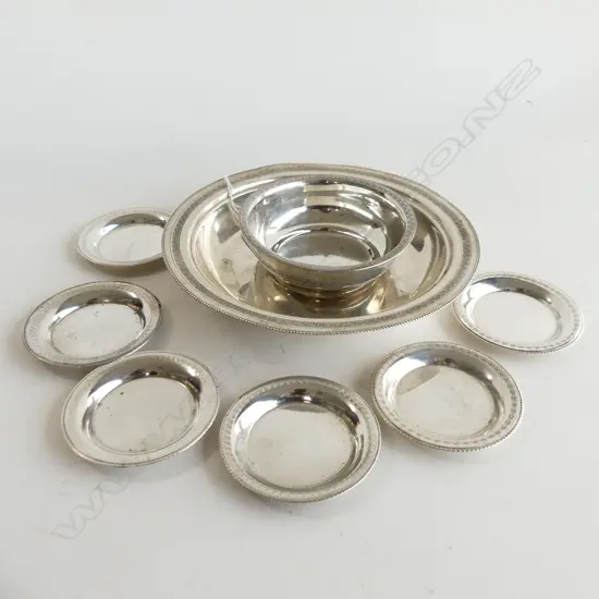 EGYPTIAN SILVER (900)  BOWL SET 2 BOWLS/ 6 SMALL DISHES PRE-1946  532gm