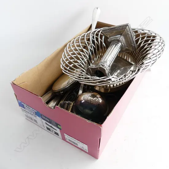 ASST. EUROPEAN SILVER PLATE CUTLERY (SOME 800 SILVER), SMALL CLOCKS ETC