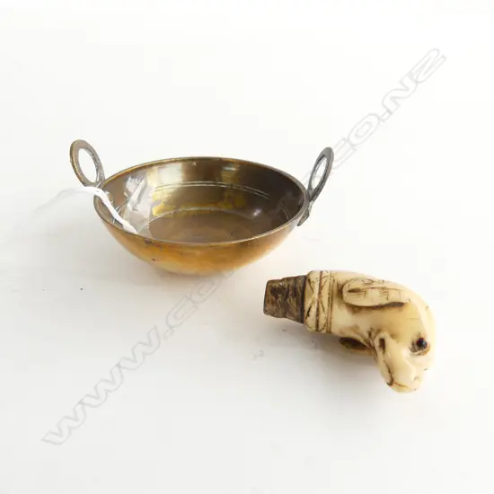IVORY DOGS HEAD WITH INSET GLASS EYES L. 40MM