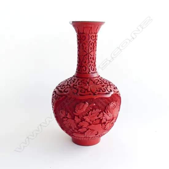 CHINESE CINNABAR BOTTLE VASE H.230mm