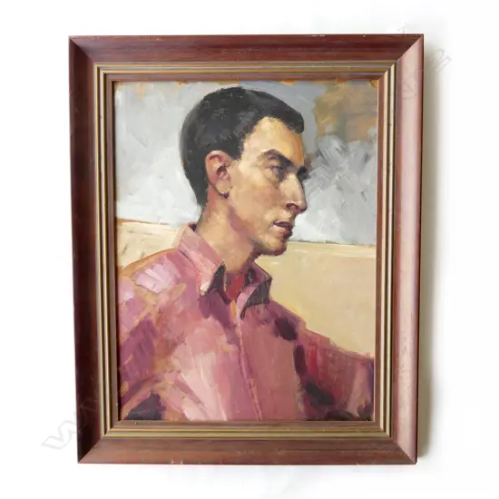 ERNESTINE MADDOX, PORTRAIT OF BERNARD WATERS, OIL ON BOARD C.1961 510x390mm