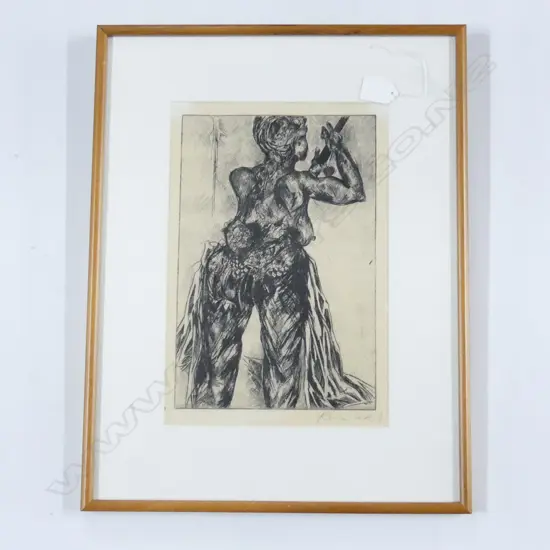 KAREN COOK ENGRAVING STYLISED WOMAN STUDY ED 3/5 295 x 195mm 
