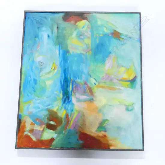 BERNARD WATERS (NZ WORKING c.1968-2020), UNTITLED BLUE ABSTRACT, OIL ON CANVAS, UNSIGNED 755x655mm borer