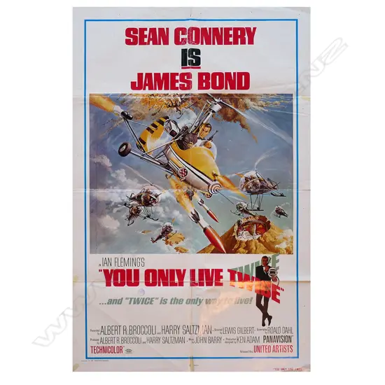 LG RARE 1967 US JAMES BOND/SEAN CONNERY 'YOU ONLY LIVE TWICE' POSTER, 1400 x 690mm