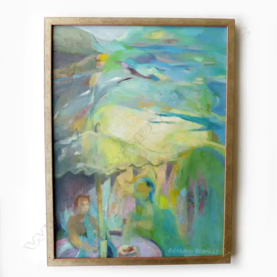 BERNARD WATERS (NZ WORKING c.1968-2020) UNTITLED BLUE ABSTRACT, OIL ON CANVAS 2012 600x445mm