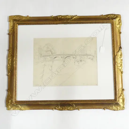 JOHN WEEKS - FRAMED SKETCH PONT NEUF PARIS - SIGNED 255 X 335MM