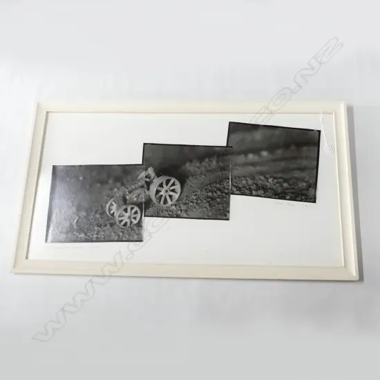 CLIVE STONE (NZ b.1950) 'RONS RED TRACTOR 25/4/95' PHOTOGRAPHIC COLLAGE OF 3 SILVER GELATIN PRINTS 1/10 1995...