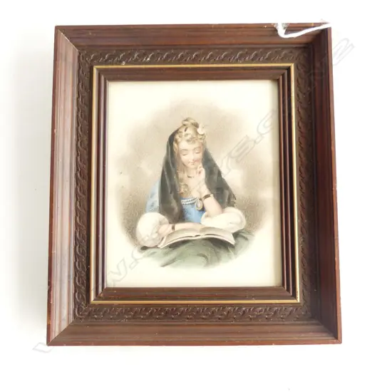 BENJAMIN BALDWIN (FL 1826-1847) MINIATURE W/C SEATED WOMAN 140 X 120 framed under glass