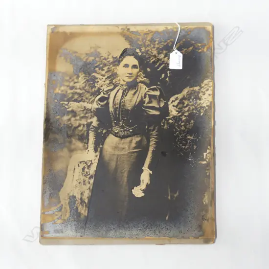 EARLY UNFRAMED N.Z. SILVER GELATINE PHOTOGRAPH OF MISS L WATKINS BLENHEIM 320 X 420 MM