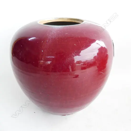 ANTIQUE CHINESE RED GLAZED GINGER JAR sml chip no lid H.200mm