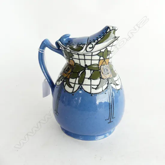 WOOD & SONS BURSLEM 'COSY' TRELLIS & ROSE TEAPOT, C1915, FREDERICK RHEAD DESIGN, BASE A/F H. 180MM