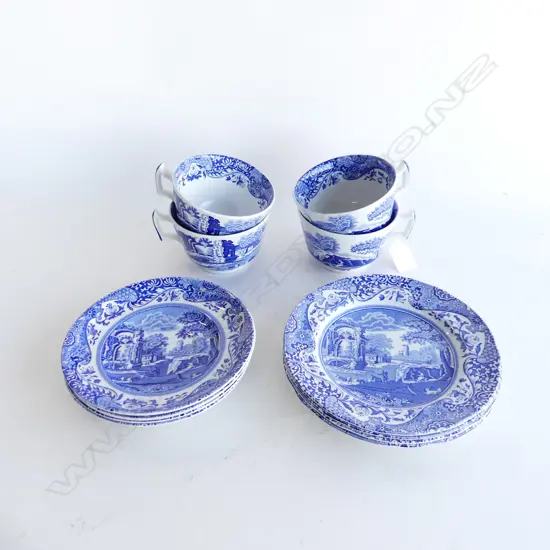 4 SPODE BLUE ITALIAN BREAKFAST CUP TRIOS