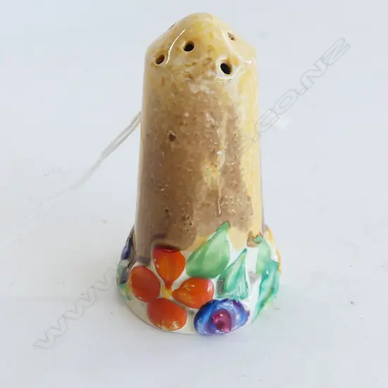 CLARICE CLIFF MOULDED FLOWER PEPPER SHAKER H70MM
