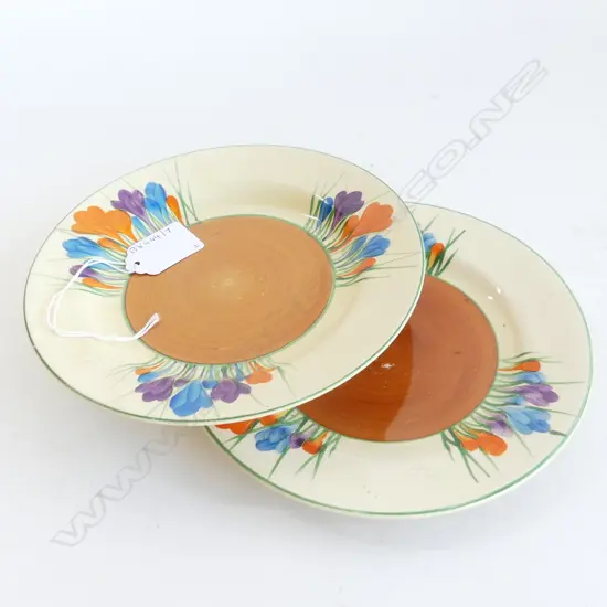2 CLARICE CLIFF CROCUS SIDE PLATES W175MM