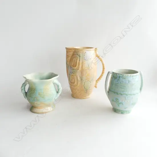 2 BESWICK VASES (H. 130, 160MM) + LG BESWICK JUG (H.230MM) A/F