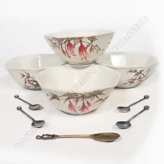 FOUR OLD FRENCH OCTAGONAL BOWLS LUS ASST SILVER 52GM