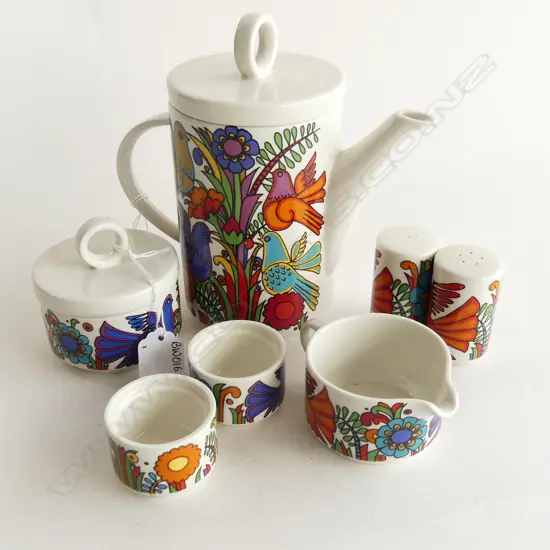 PART ACAPULCO SET - COFFEE POT/SUGAR/CREAM/SALT/PEPPER/2 SMALL CONTAINERS