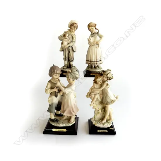 4 ITALIAN CAPODIMONTE FIGURINES; 2x B. MERLI + 2x G. ARMANI H.215mm