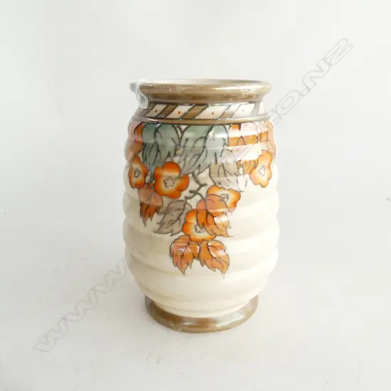 ART DECO DUCAL VASE, CHARLOTTE RHEAD, GOLDEN LEAVES PATTERN 4921, H. 180MM