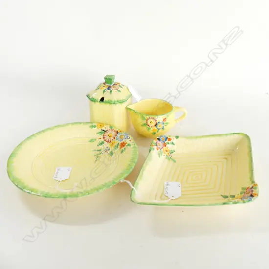 CROWN DEVON 4PC SUMMER COTTAGEWARE 2 DISHES JUG & HONEY POT H110MM