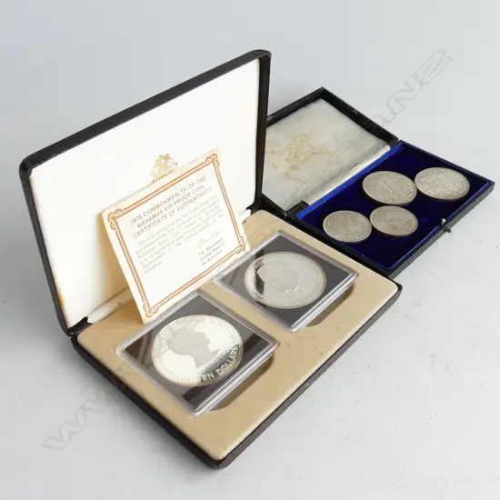 6 COINS; 2 STG 1978 BAHAMAS $10 + 2 NZ 1940 CENTENNIAL HALF CROWNS + 2 NZ 1949 CROWNS